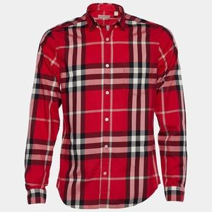 Burberry Brit Nova Check Classic Fit Button Down in True Red - Large